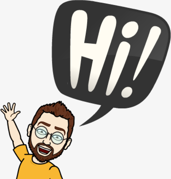 Illustrated portrait of Aaron Benjamin waving hello